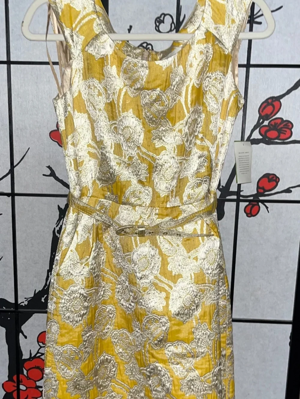 Vintage Kate Spade NY Yellow Floral Jacquard Brocade Josie Dress NWT Size 4